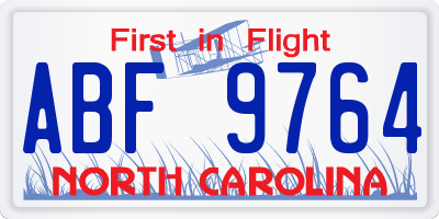 NC license plate ABF9764