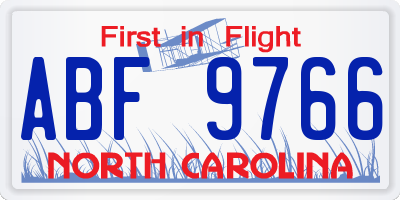 NC license plate ABF9766