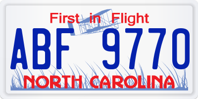 NC license plate ABF9770