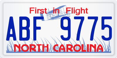 NC license plate ABF9775