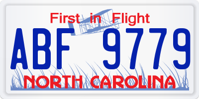 NC license plate ABF9779