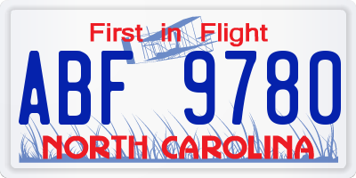 NC license plate ABF9780