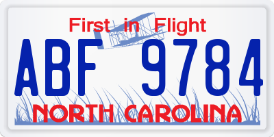 NC license plate ABF9784