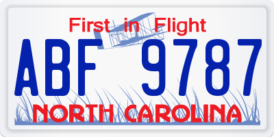NC license plate ABF9787