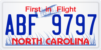 NC license plate ABF9797