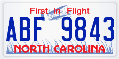 NC license plate ABF9843