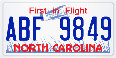 NC license plate ABF9849