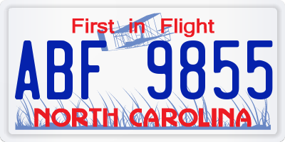 NC license plate ABF9855