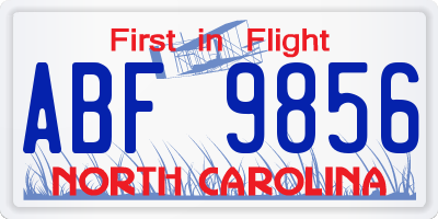 NC license plate ABF9856