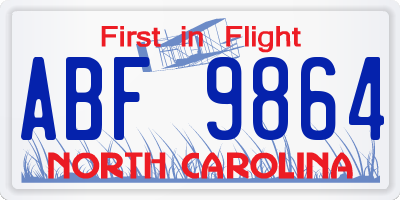 NC license plate ABF9864
