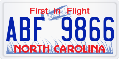 NC license plate ABF9866