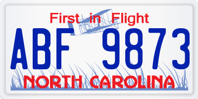 NC license plate ABF9873
