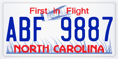 NC license plate ABF9887