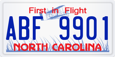 NC license plate ABF9901