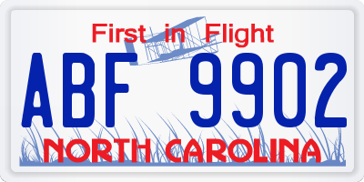 NC license plate ABF9902