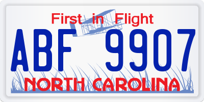 NC license plate ABF9907