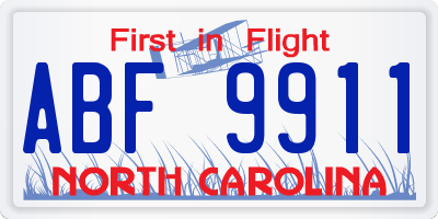 NC license plate ABF9911