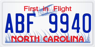 NC license plate ABF9940