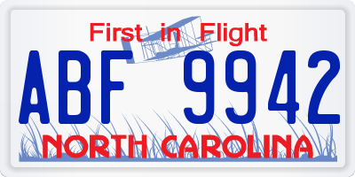 NC license plate ABF9942