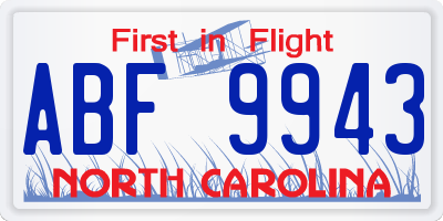 NC license plate ABF9943