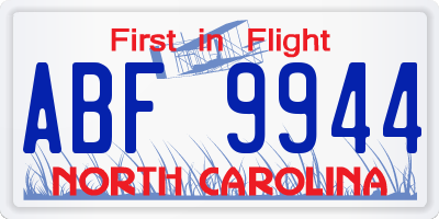 NC license plate ABF9944