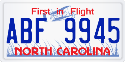 NC license plate ABF9945