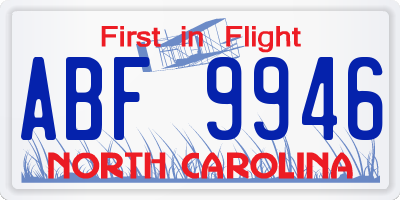 NC license plate ABF9946
