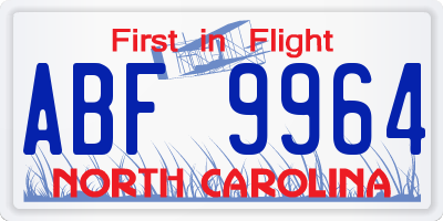 NC license plate ABF9964