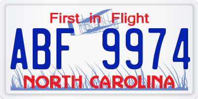 NC license plate ABF9974
