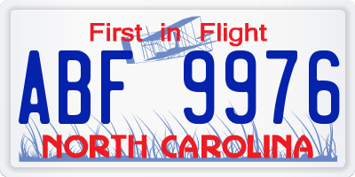 NC license plate ABF9976