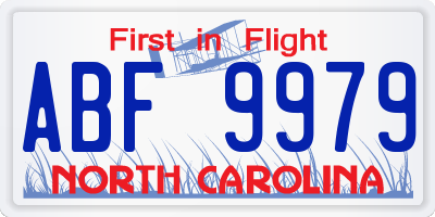 NC license plate ABF9979