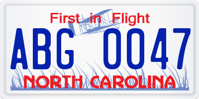NC license plate ABG0047