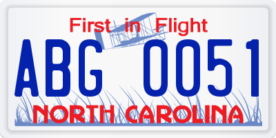 NC license plate ABG0051