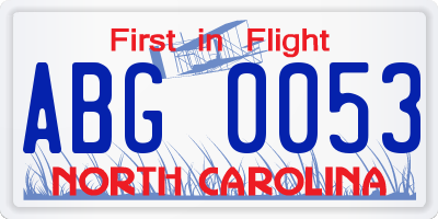 NC license plate ABG0053