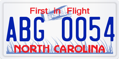NC license plate ABG0054