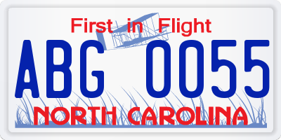 NC license plate ABG0055