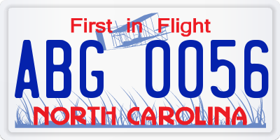 NC license plate ABG0056