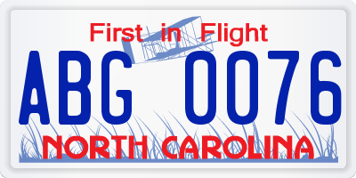 NC license plate ABG0076