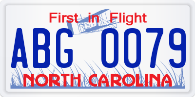 NC license plate ABG0079