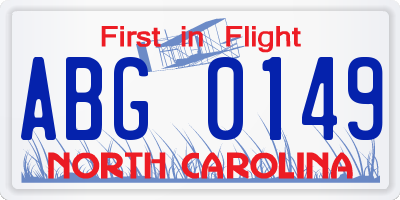 NC license plate ABG0149