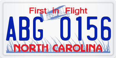 NC license plate ABG0156