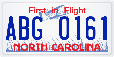 NC license plate ABG0161