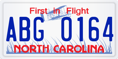 NC license plate ABG0164