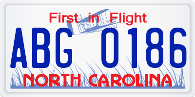 NC license plate ABG0186