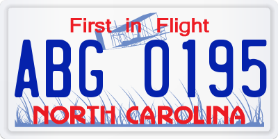 NC license plate ABG0195