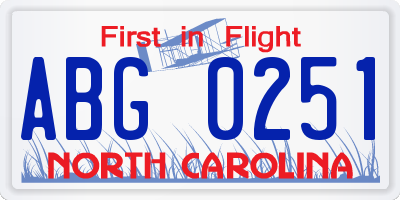 NC license plate ABG0251