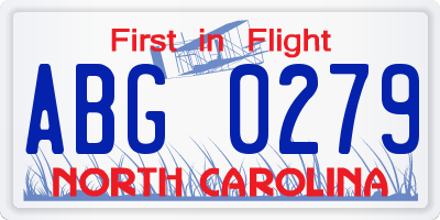 NC license plate ABG0279