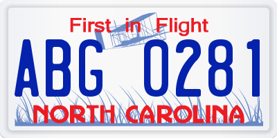 NC license plate ABG0281
