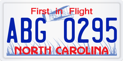 NC license plate ABG0295