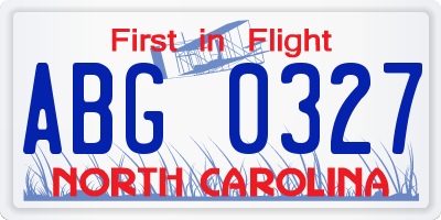 NC license plate ABG0327